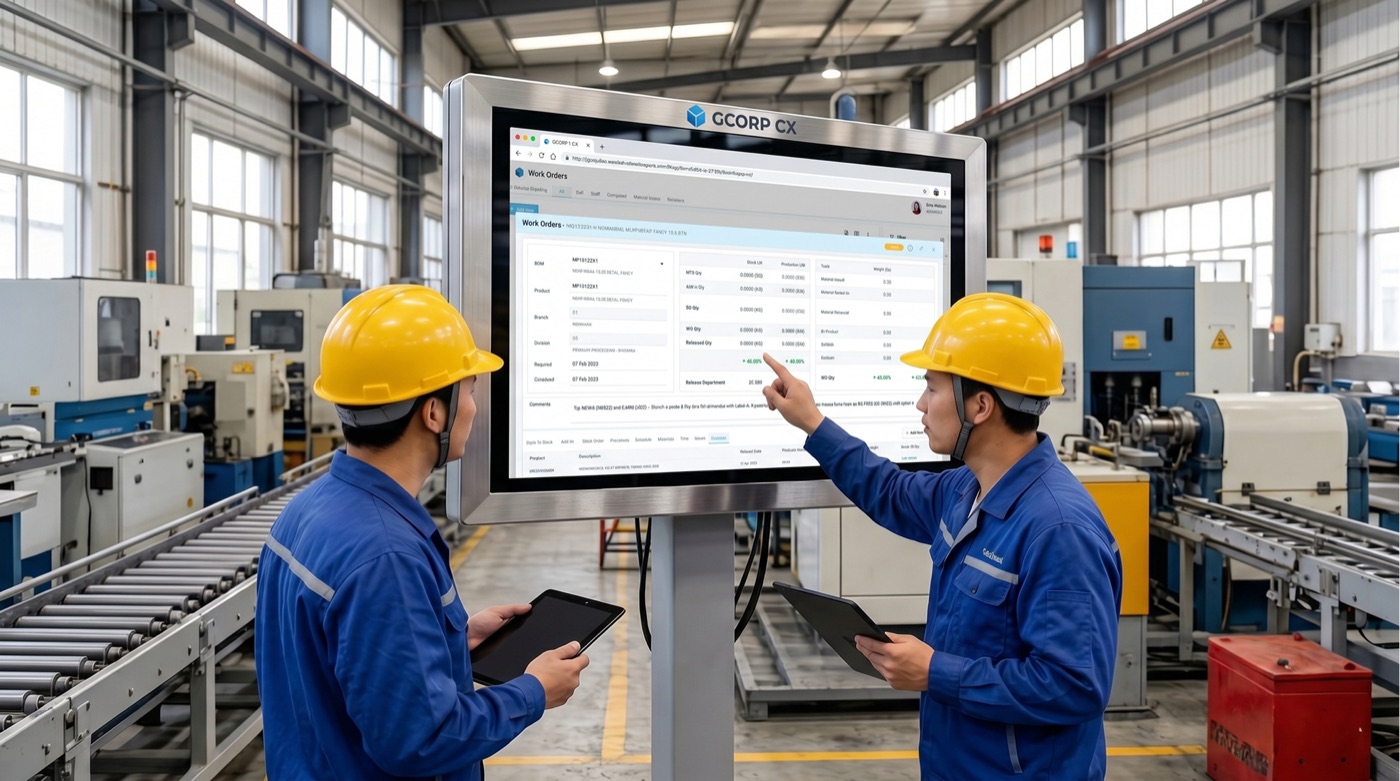 GCORPcx ERP platform in manufacturing environment
